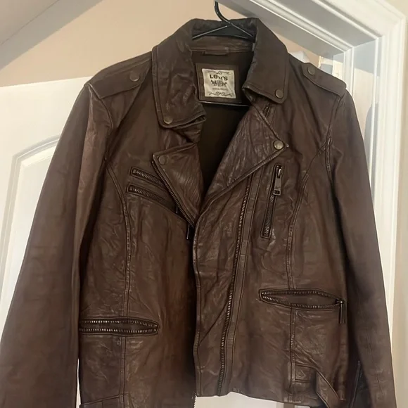 Genuine distressed brown leather Levi jacket - Picture 4 of 8